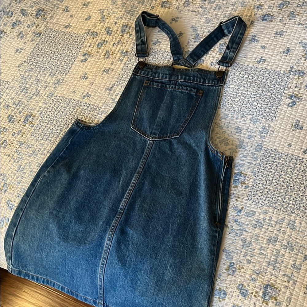 Lily Parker medium denim adjustable jumper overall bib dress S